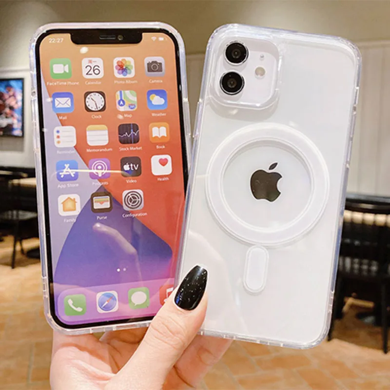 Прозрачный Магнитный чехол для телефона с беспроводным зарядным устройством для Magsafe samsung S22 ultra S22 Plus