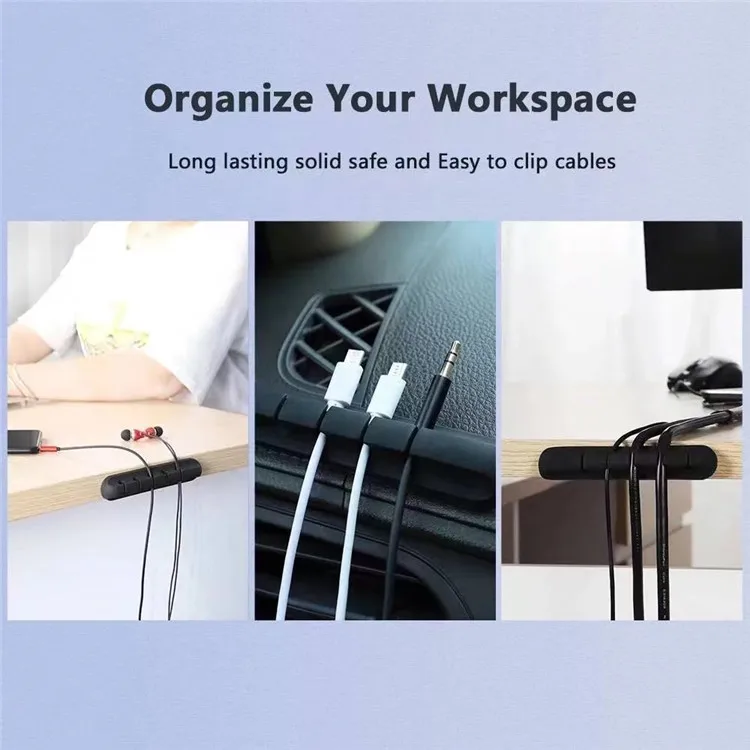 Chinese Manufacturer Cable Manager Management Rack USB Cable Winder Silicone Clip for Mouse Keyboard Headphone Cable