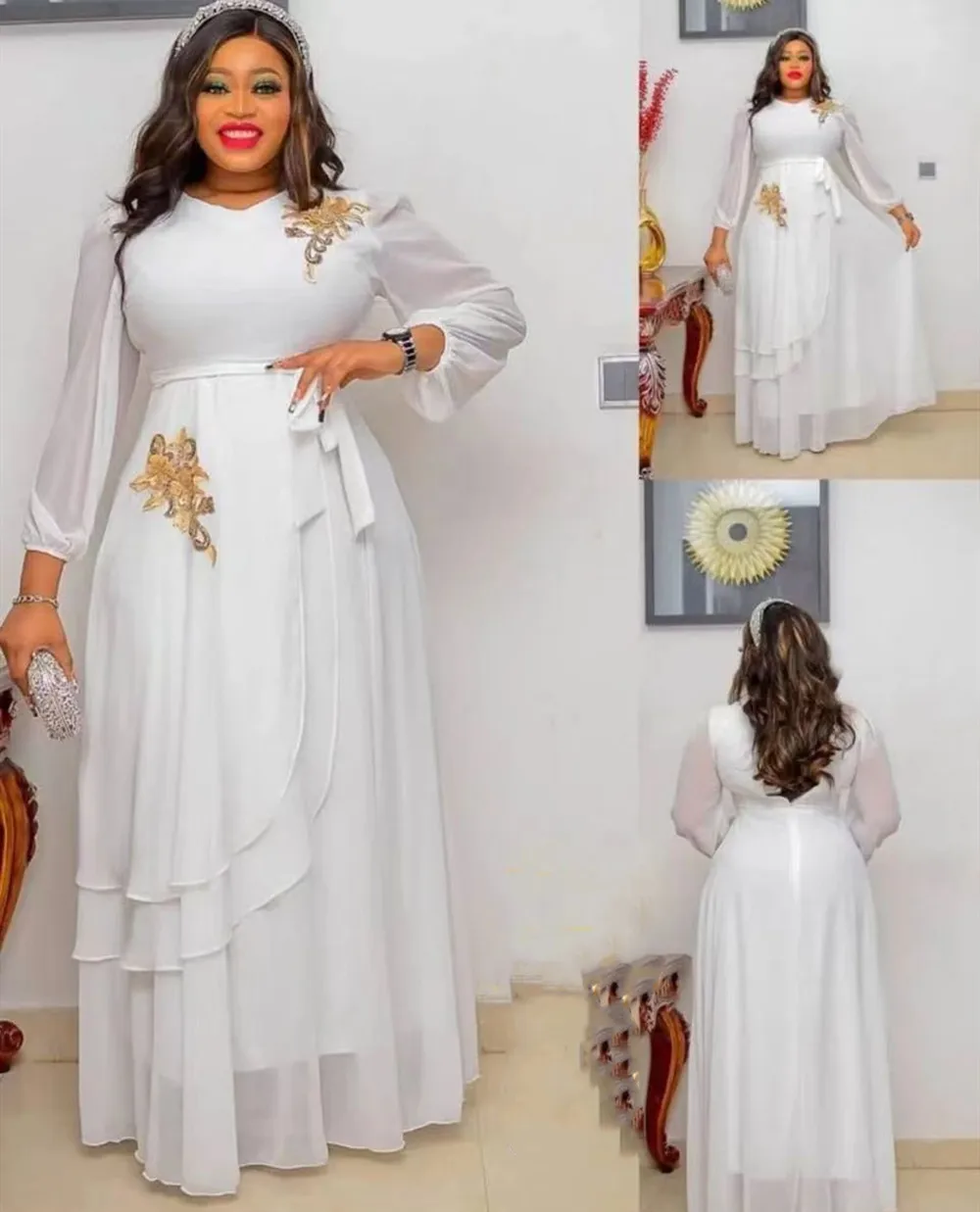 New Elegant Muslim Party Long Dresses Women With Sashes Islamic Clothing Abaya African Dresses Robe Musulman Djellaba Femme