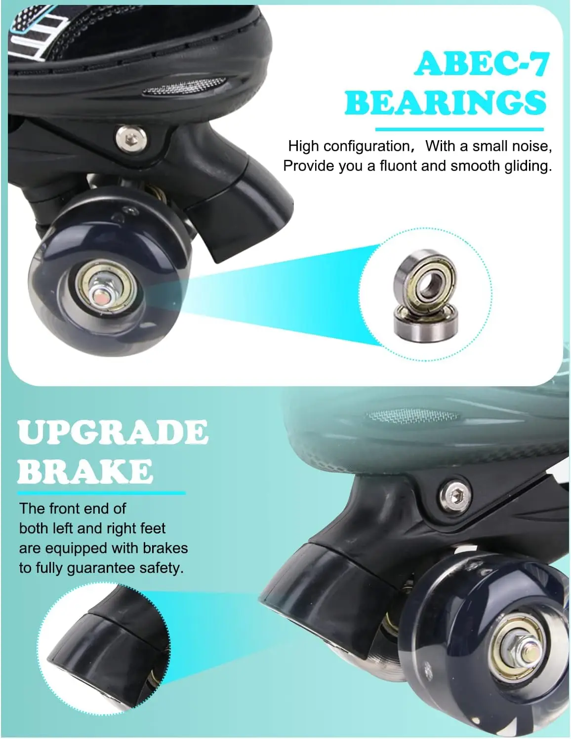 Rainbow Unicorn 4 Size Adjustable Light up Roller Skates for Girls Boys for Kids