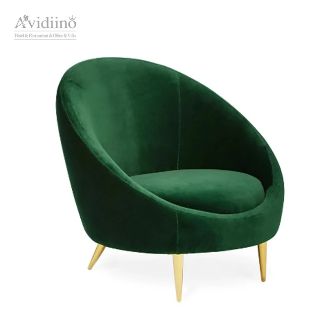 Contemporary Velvet Accent Fabric Upholstery Chairs Single  Sofa Chairs For Living Room fabric egg shaped recliner leisure chair