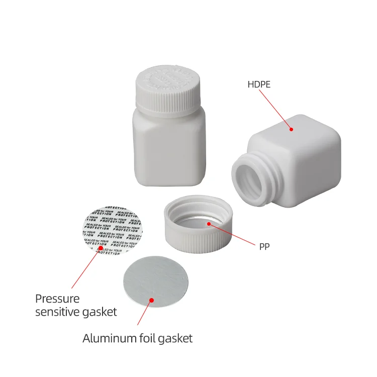 Wholesale HDPE plastic pills packaging container square frosted supplement bottle for powdered vitamins