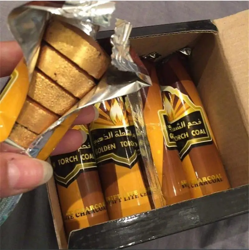 Price Per Ton Of Shisha Charcoal Briquette Iran Flavor Hookah Charcoal light Golden Round Charcoal For Hookah/Incense