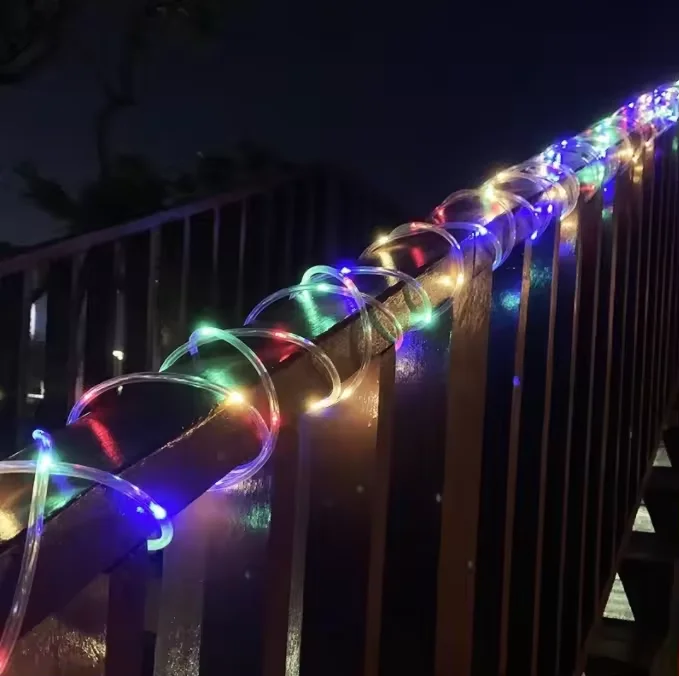 Solar LED Color Flashing String Lights with Outdoor Home Courtyard Waterproof Holiday Decoration Neon Lights