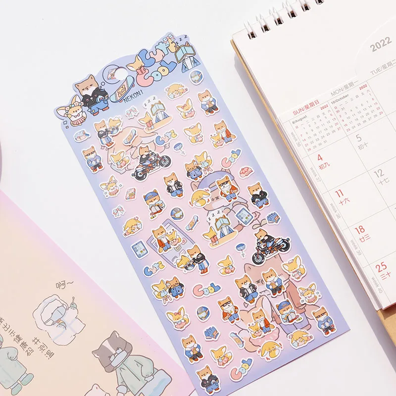Nekoni Stickers Journal Diary Planner Decals Stickers Labrador Owl Lion Frog Animal Decals Music School Camping Theme Stickers 