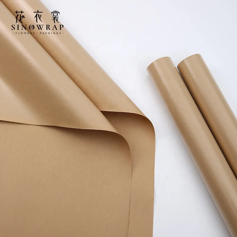 SINOWRAP  Simple classic waterproof kraft paper roll  flower bouquet wrapping Kraft paper