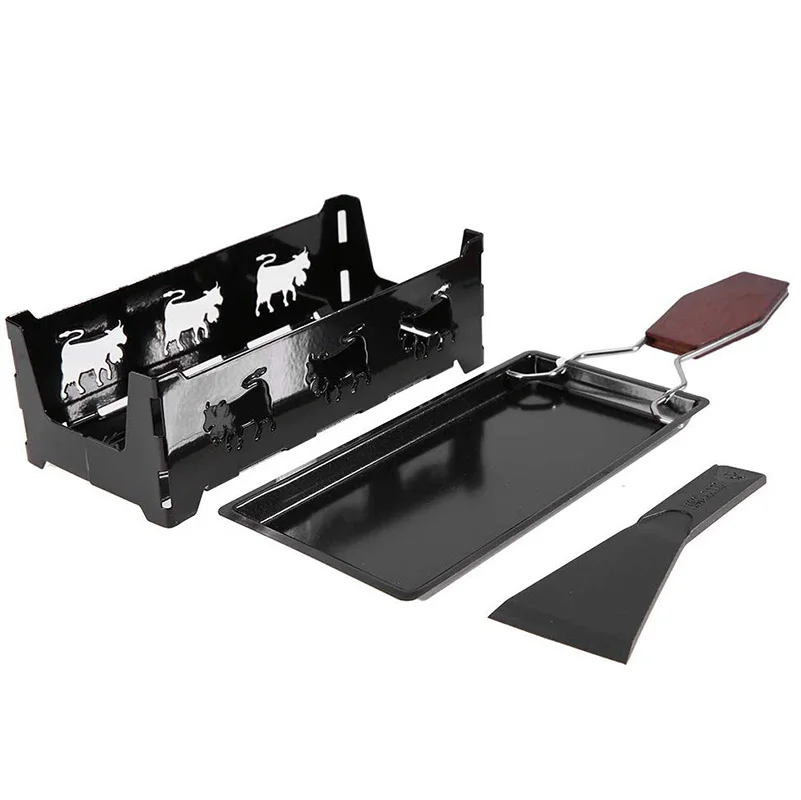 Non-Stick Cheese Melting Pan Cheese Grill Plate Swiss Raclette Fondue Sets  Cheese and Chocolate Spatula