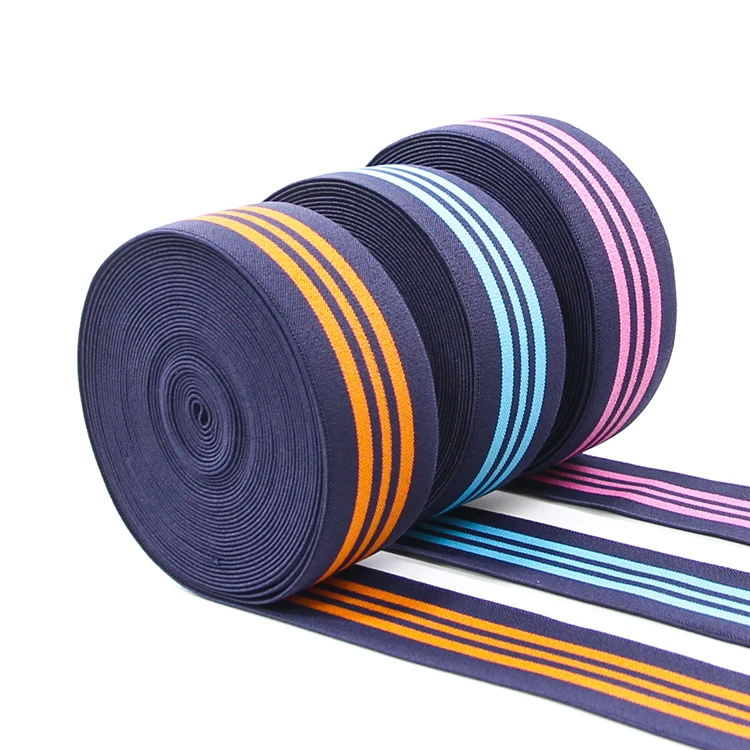 Wholesale Customized Colorful Ribbon Striped Webbing Elastic Waistband Decorative Elastic Band Woven For Boxer Shorts