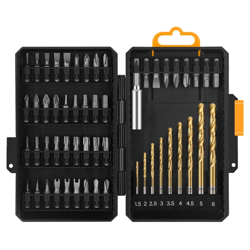 54pc Screwdriver Bit and HSS Titanium Drill Bit Set