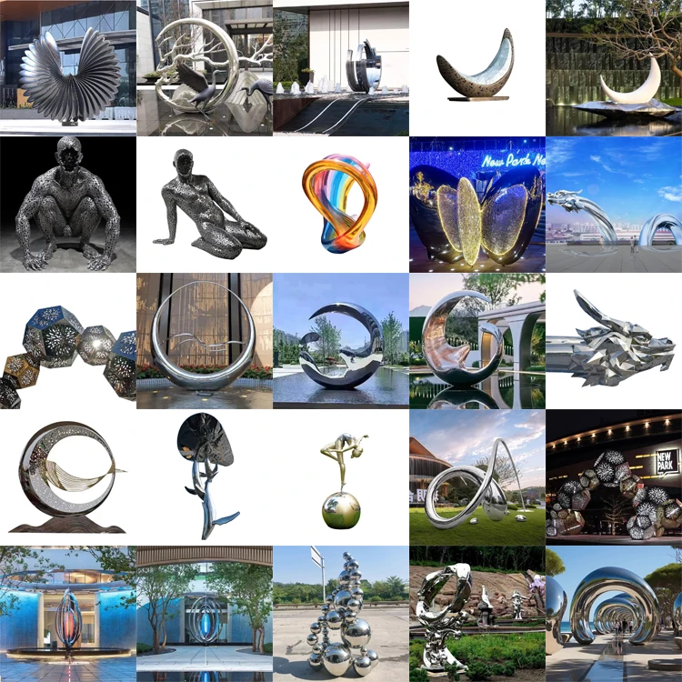 Modern art silver stainless steel abstract sculpture outdoor abstract luxury statue sculpture