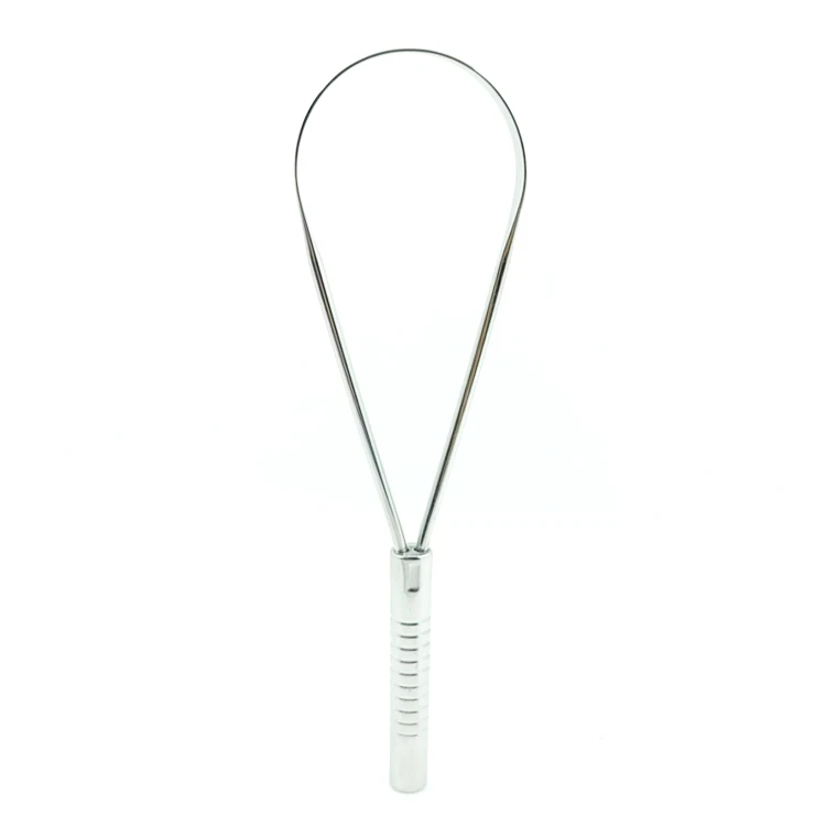 2023 Hot Sales Silver Oral Hygiene Tongue Cleaner 304 Stainless Steel Tongue Scraper Fresh Breath