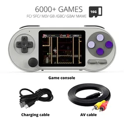 DATA FROG SF2000 3 inch IPS Mini Portable Game Console Built-in 6000 Retro Games Support AV Output Handheld Game Console
