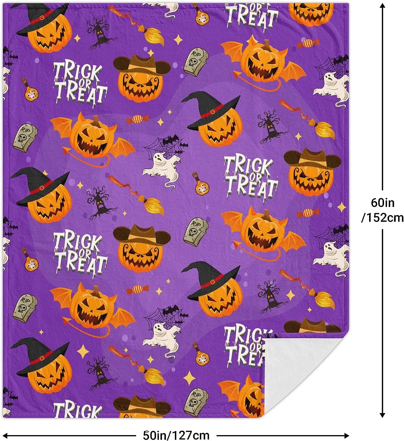 Pumpkin Cute Halloween Throw Blankets Flannel Fleece Spooky Printed Blanket for Kids