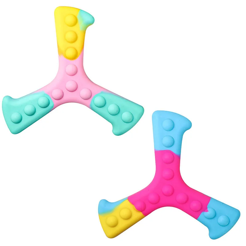 New arrival Silicone Push Pop Bubble Sensory Fidget Toys 3D Flying Spinner Silicone Boomerang Toys