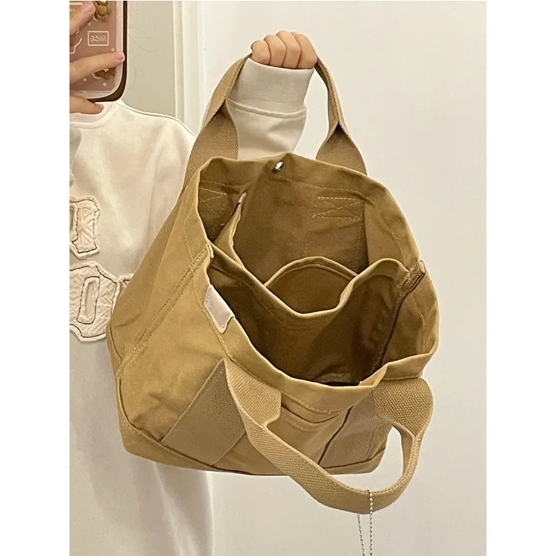 Mini Tote Bags Reusable Customized Cartoon Logo Printed Shopping White Cotton Canvas Women Tote Bag For Girl Kids Purse