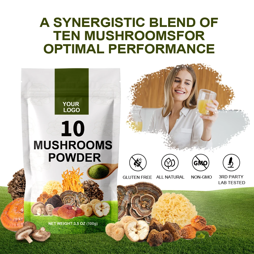 Hot Sale the Power of 10 in 1 Mushroom Blend Powder with OEM/Private Label Wholesale Factory Price