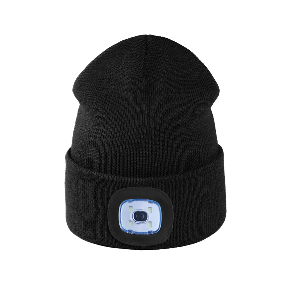 
High bright Washable LED Beanie Hat Sports LED USB Rechargeable Hat Light New Winter Hats 