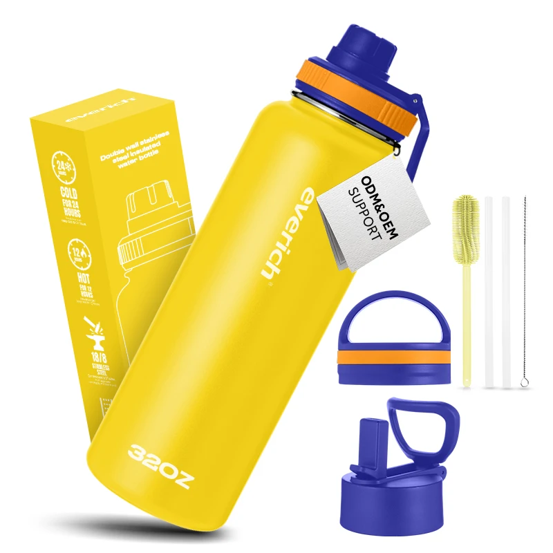 32oz New Design 18/8 Stainless Steel Double Wall Vacuum Insulated Leak Proof Water Bottles  Sweat Resistant