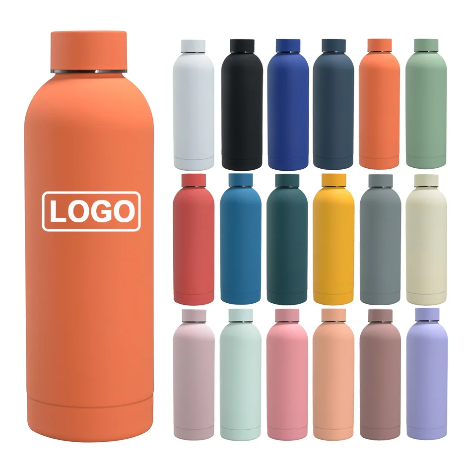 Wholesale Bulk 500ml 1000ml Cola Shape Tumbler Sport Small Mouth Stainless Steel Rubber Coated Water Bottle