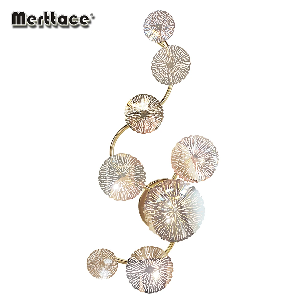 Modern Style Lotus Leaf Stainless Hollow Out Multi Head G4 Wall Light Lamp Hotel Background