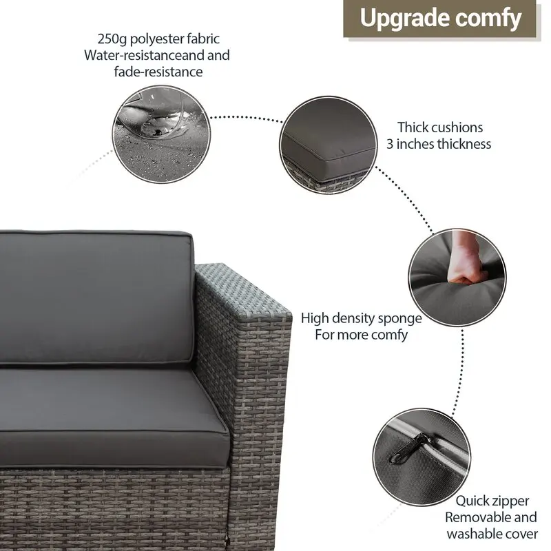 Wholesale Rattan Furniture Garden Chess Set Large Outdoor Patio Wicker Sofa Set Furniture Set For The Garden