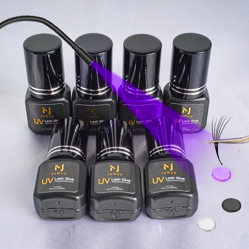 Private Label 7-9 Weeks Lasting Fast Dry UV Lash Glue Adhesive Eyelash Extension Glue Transparent Black UV Eyelash Glue