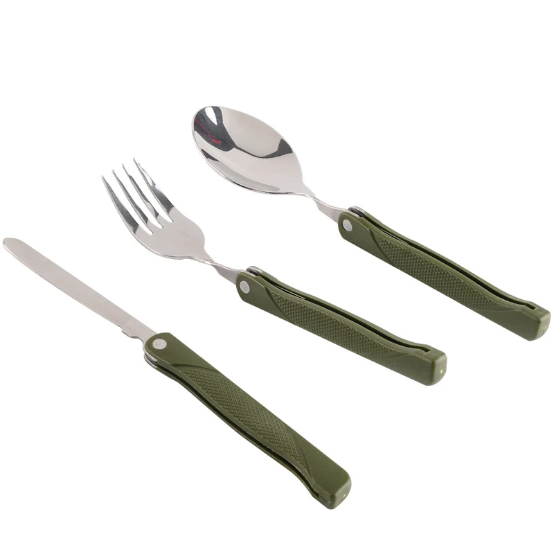 Best price reusable knife fork spoon picnic set cutlery portable tableware 3 in 1 outdoor tableware for camping