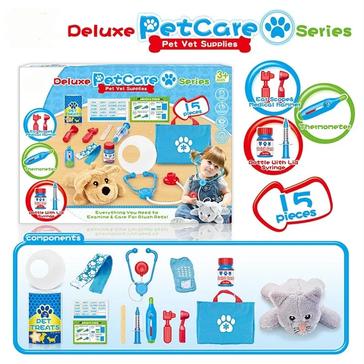 
18PCS doctor role play toy set plastic play house toy pet vet set pet doctor toy 