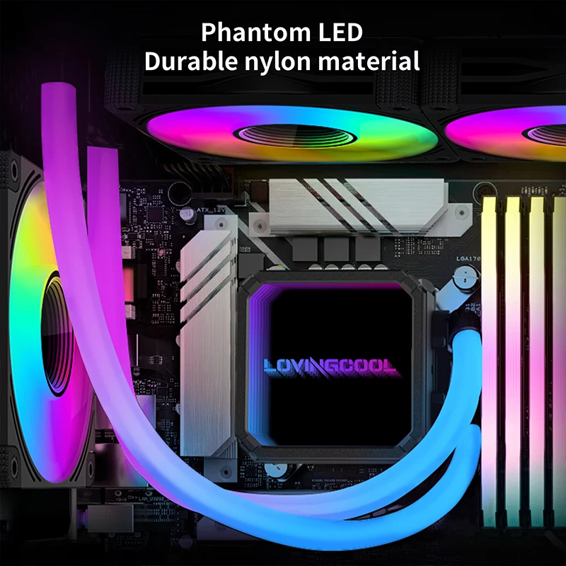 Lovingcoo Gaming PC Case Aio Cooler 240mm CPU Liquid CPU Cooler Water Cooling Kit Pc with RGB Fan