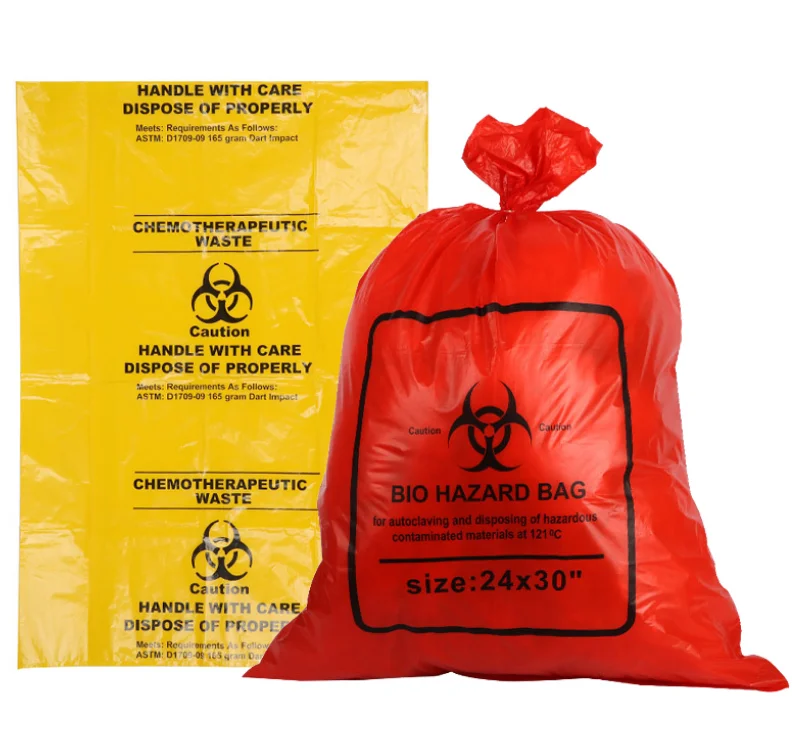 Hot sale Medical waste bag HDPE Red Yellow Disposable Autoclave  Plastic Garbage Bag