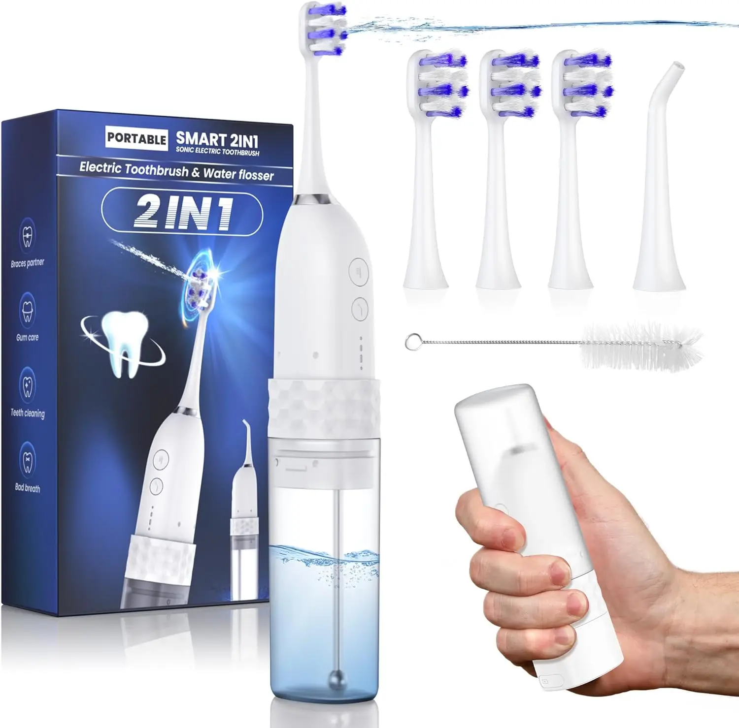 Portable Mini Oral Irrigator Professional Electric Toothbrush & Water Flosser Combo in One