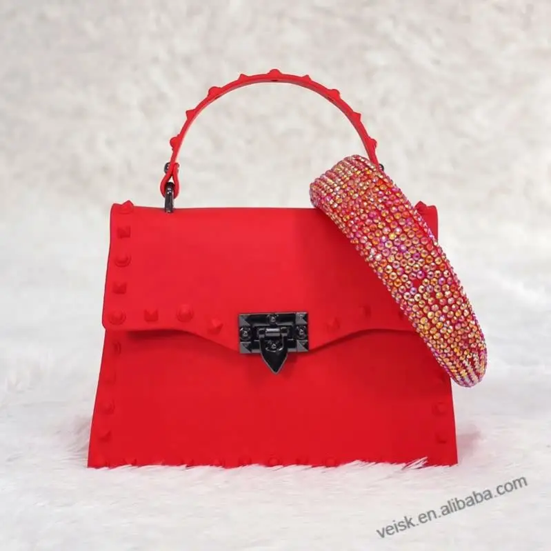 Sets Headbands Rhinestone Shoulder Purses and Handbags Women Hand Bags Ladies 2022 Summer New Arrival PVC Jelly Bags Luxury Bags