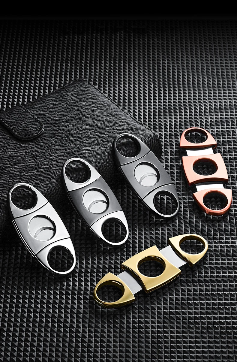 Stainless Steel Guillotine Double Cut Round Head Scissors Sharp Blades Pocket Size Classic Comfortable Cigar Cutter