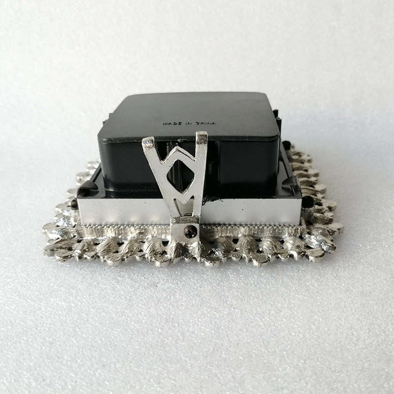 Square Silver White Bejeweled Metal Zinc Alloy Framed Desk Quartz Clock