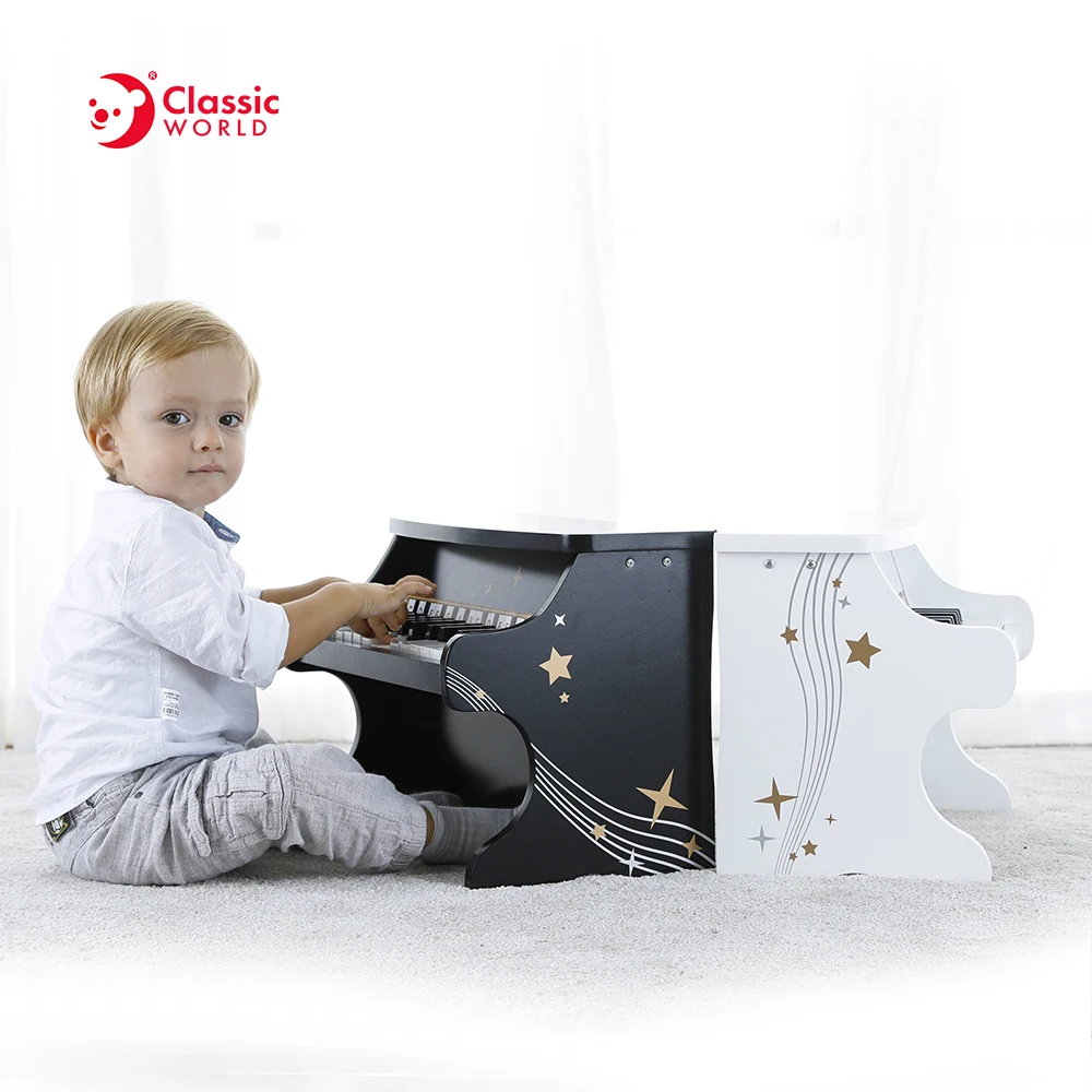 Customised Educational Baby Wooden Toys Music Instrument Mini Black and White Piano for Kids