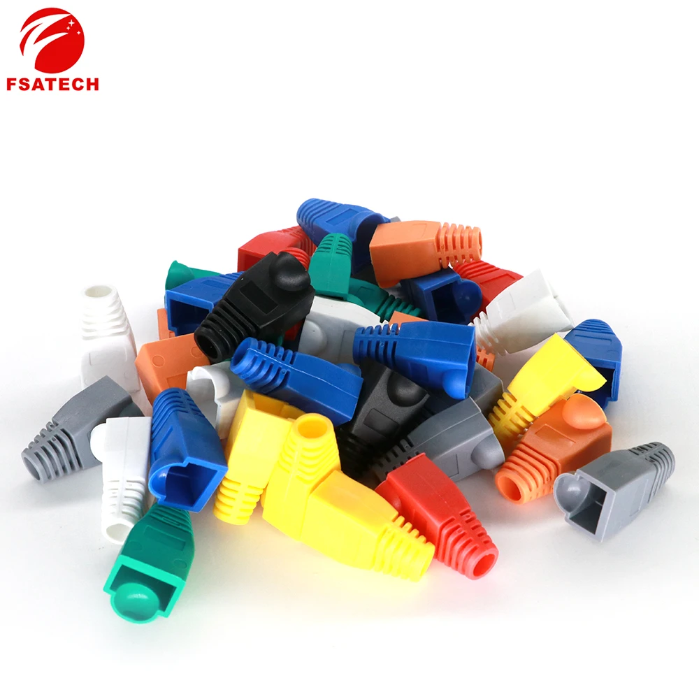 Сетевой разъем FSATECH Ethernet RJ45 прозрачная головка многоцветная оболочка защитный резиновый Соединитель с