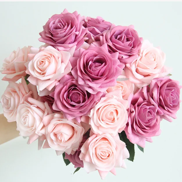 Artificial Silk Real Touch Latex Velvet Rose Flower Artificial Flowers for Wedding Home Decor