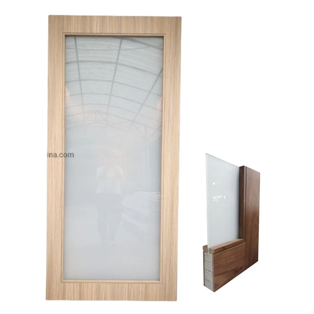 Factory Price Doors 1-lite Clear Tempered Glass Shaker style wooden door for interior