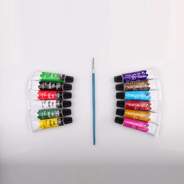 Xinbowen High Quality Art Supplies Professional Non-Toxic 12 Colors 12ML Aluminum Tube Oil Paint Set
