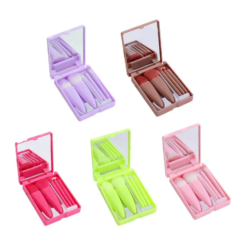 Wholesale 5Pcs Portable Travel Makeup Brushes Tool Set Custom Logo Cosmetic Powder Eye Shadow Foundation Blush Makeup Brush set