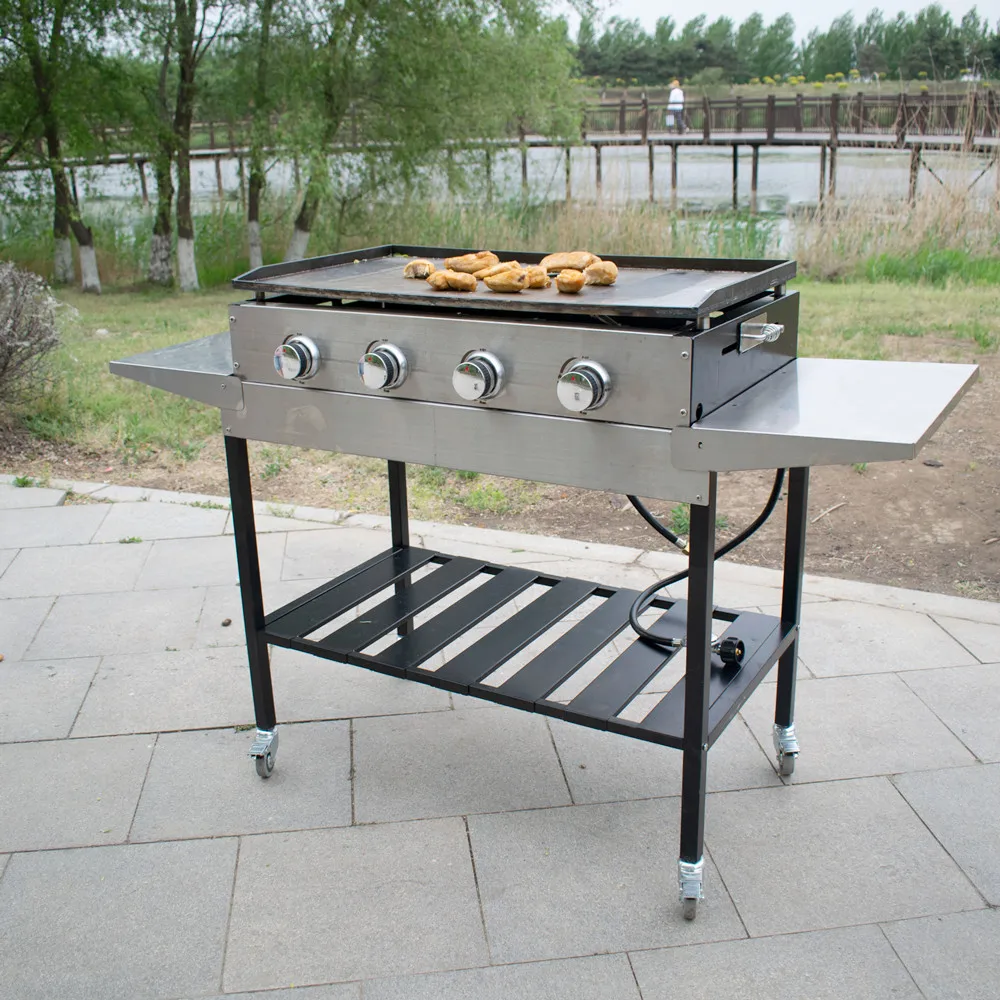 Factory custom Liquid Propane Infrared 4 Burner BBQ Gas Grills Stainless Steel Tabletop Built In Barbecue Grill