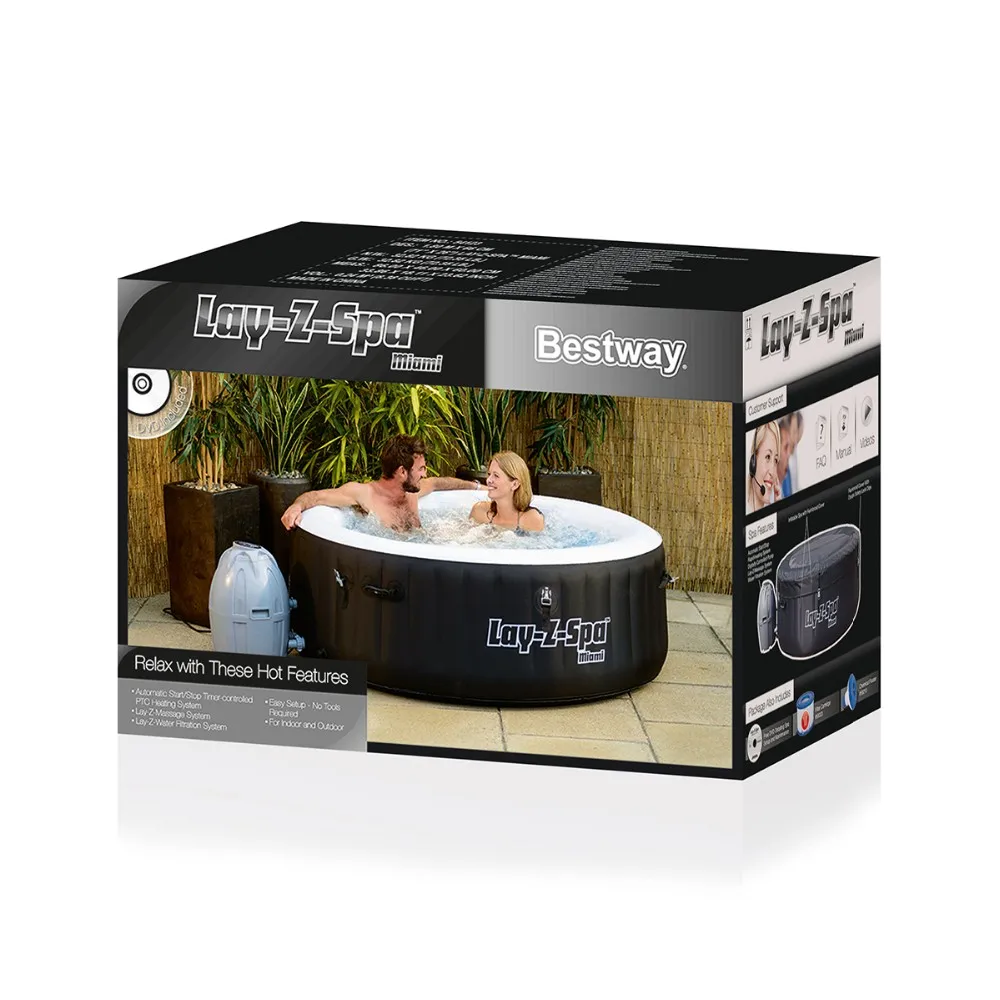 
BESTWAY LAY Z SPA MIAMI AIRJET INFLATABLE HOT TUB MODEL 2-4 PERSON 
