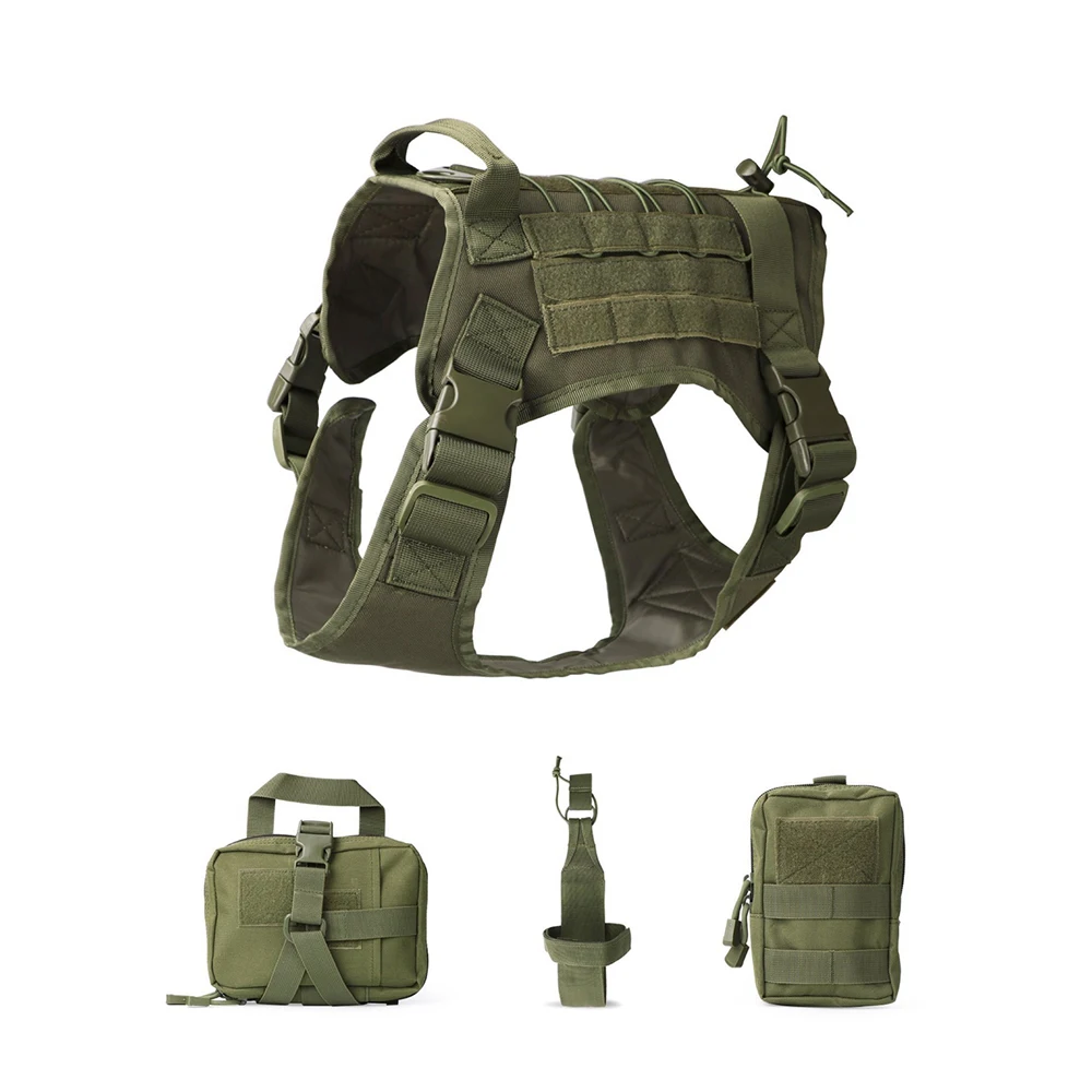 Military-style Police Style Harness Bag Set for Dog Tactical Vest Removable Bag Anti Blast Nylon Harness Attachable Bags