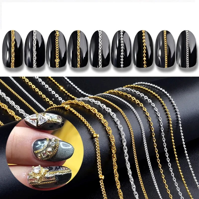 Sweet Art Designs Ultra Fine Zipper Nail Accessories Nail Mental Chain Nail Decoration Chain