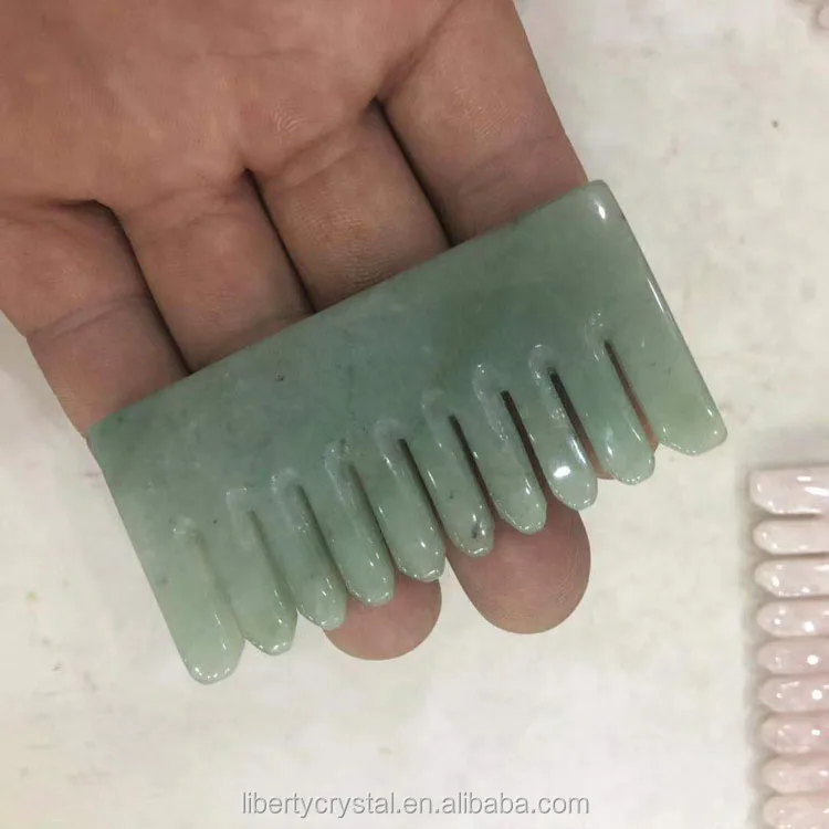 Natural Green Aventurine/Rose Quartz/Dream Amethyst Scalp Massager Crystal Healing Stone Hair Comb