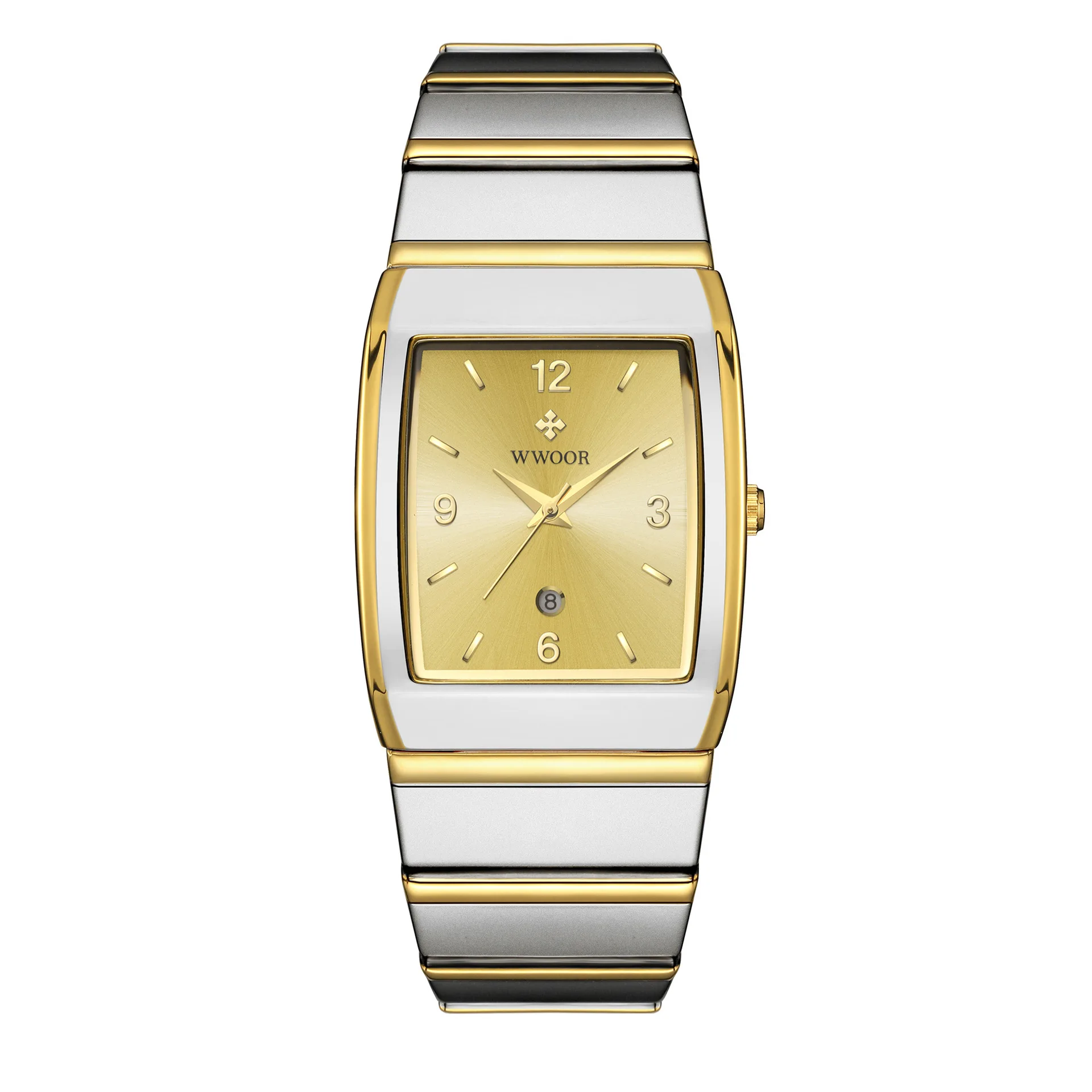 Quality Luxury Mens Watches WWOOR 8888 Square Business Fashion Watch Steel Belt Waterproof Quartz Movement Wristwatch