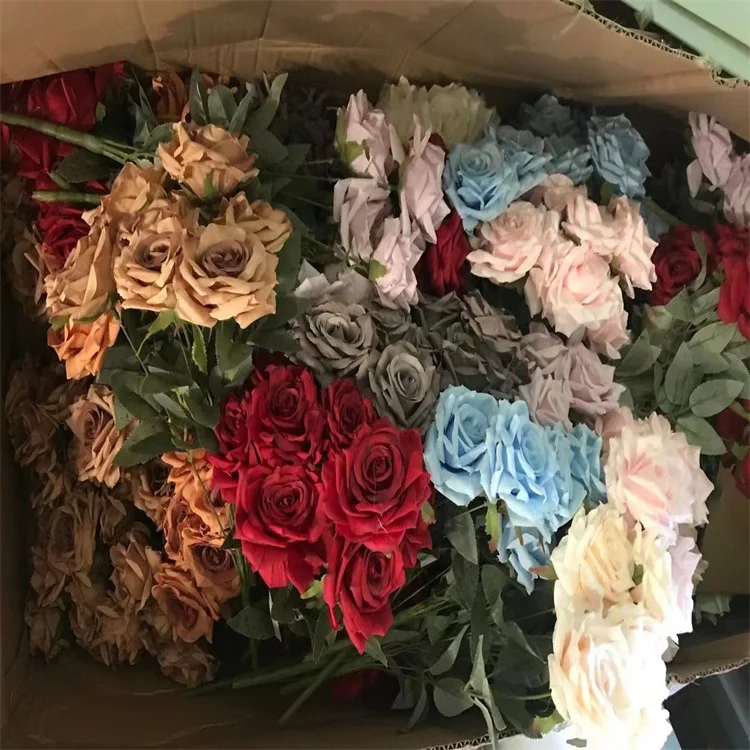 N-0002 Decorative Wedding Bouquet Romantic Red Faux Artificial Rose Flowers