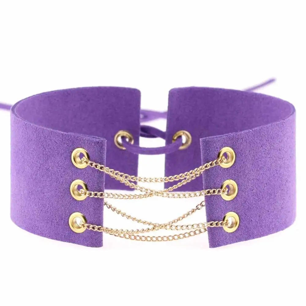Wholesale and retail fashion street shot wide Korean flannel choker chain belt hollow alloy velvet collar necklace