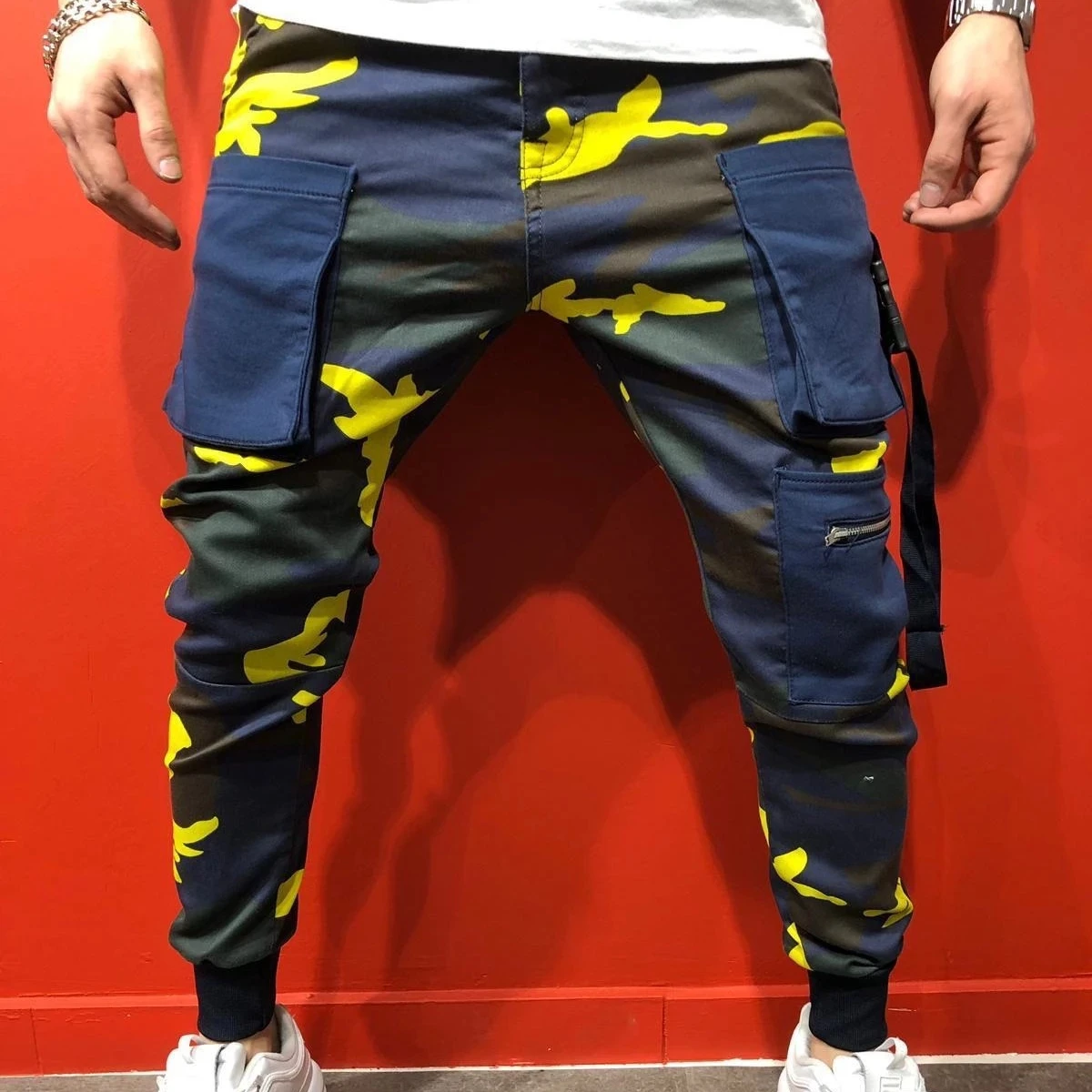 Autumn winter hip-hop camouflage recreational sports pants much pocket overalls trousers slim trousers of small feet male