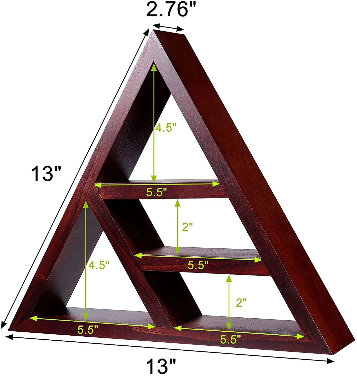 Triangle Shelf for Crystals, Crystal Display Shelf for Stones, Wooden Shelf for Wall Witchy Decor